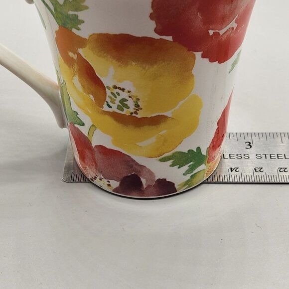 Set of 2 Jolly Poppy Mug by 222 Fifth Yellow Red Orange Flowers Floral - Picture 9 of 10